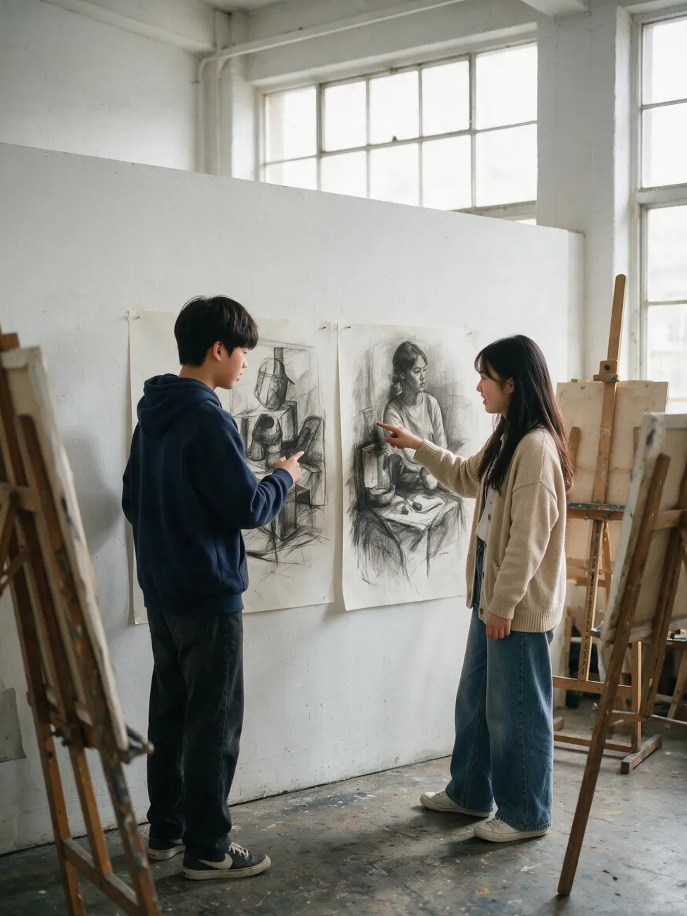 Student receiving portfolio mentoring