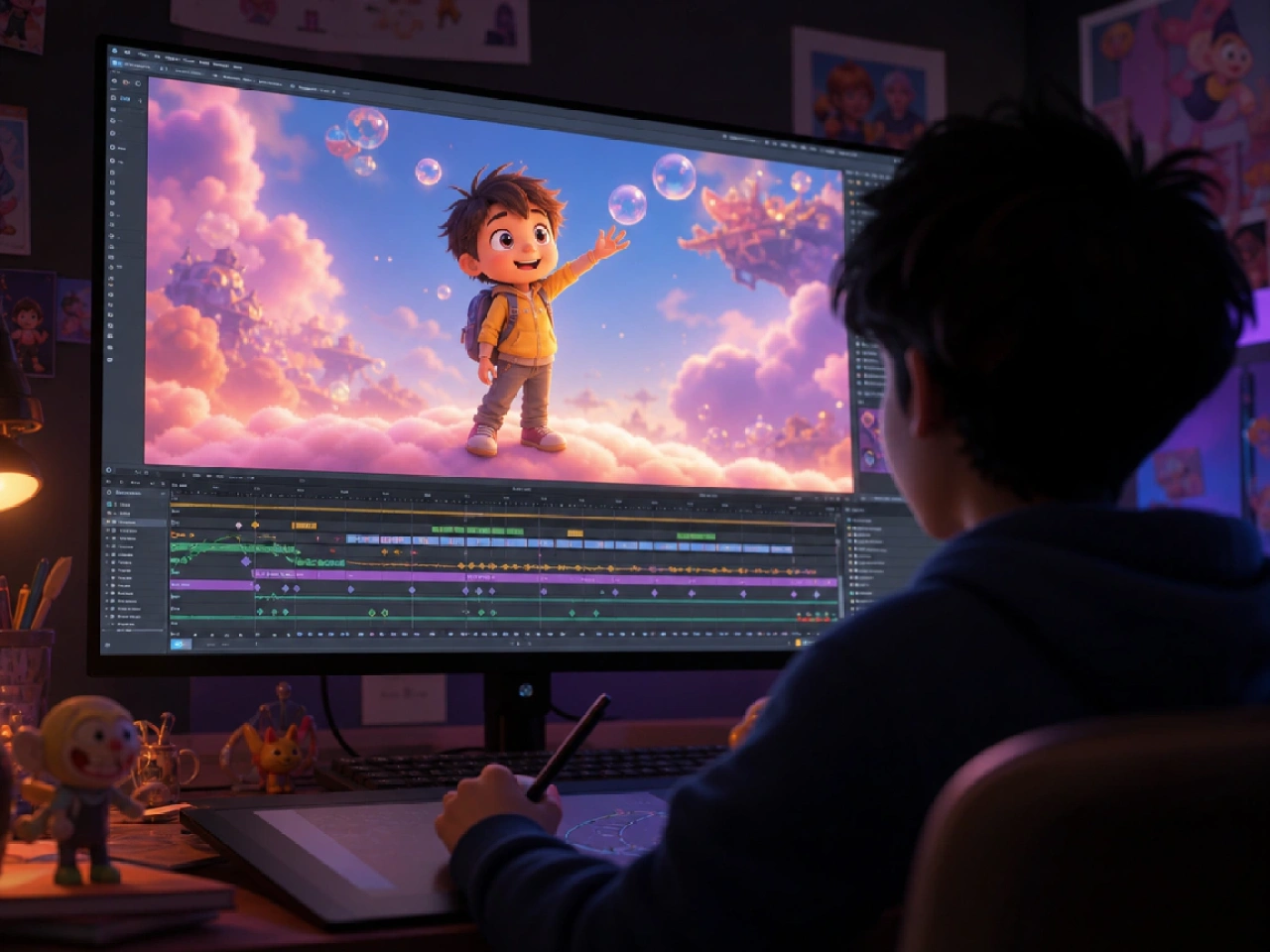 AI animation production scene